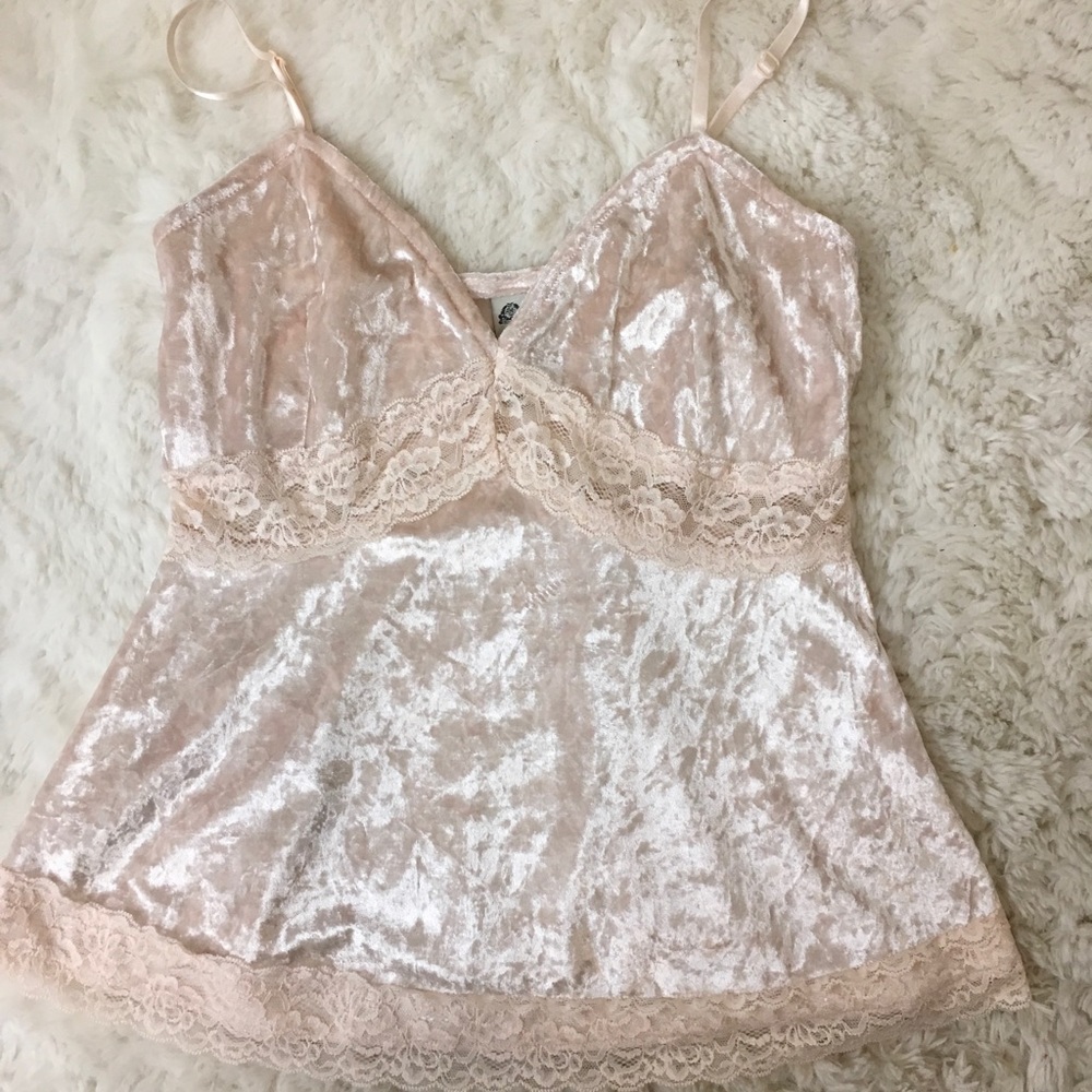 PINK VELOUR LACE LINGERIE TOP